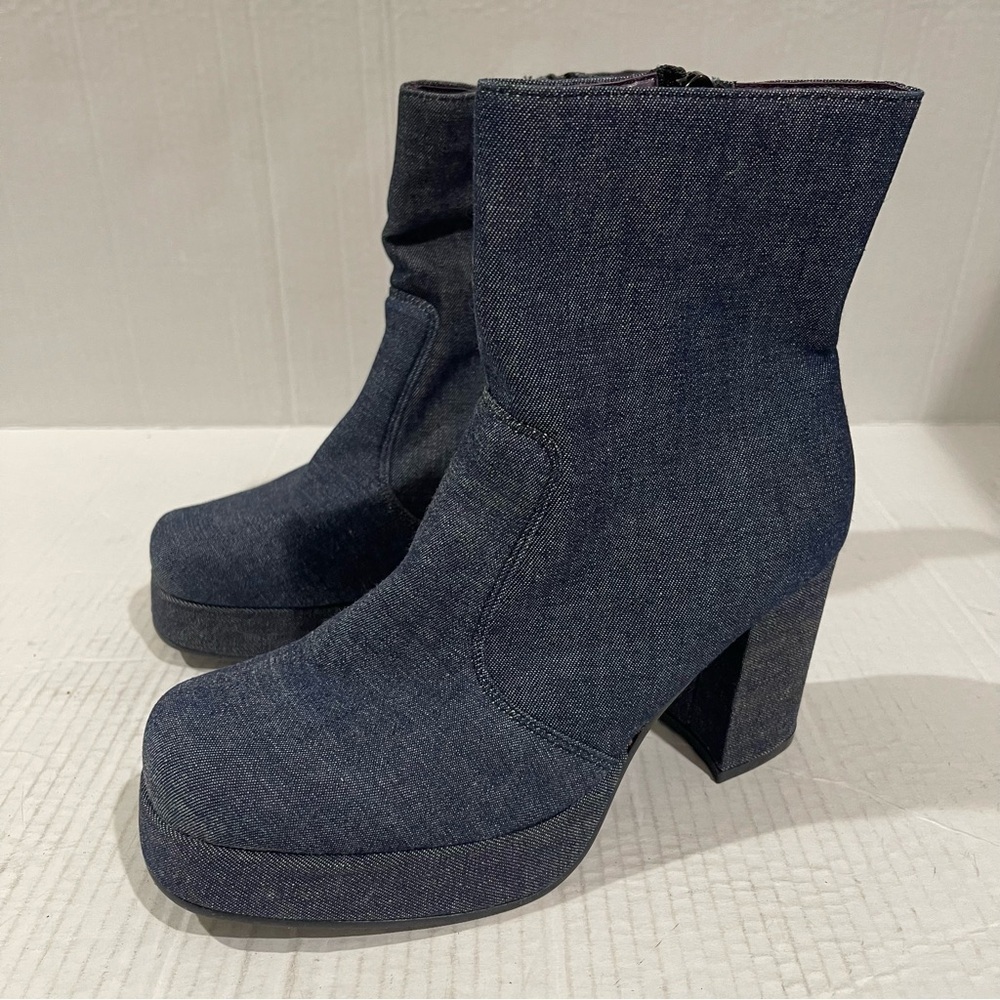 Women’s Vacation Retro Blue Denim Platform Boots Size 6.5 US! - Picture 3 of 8